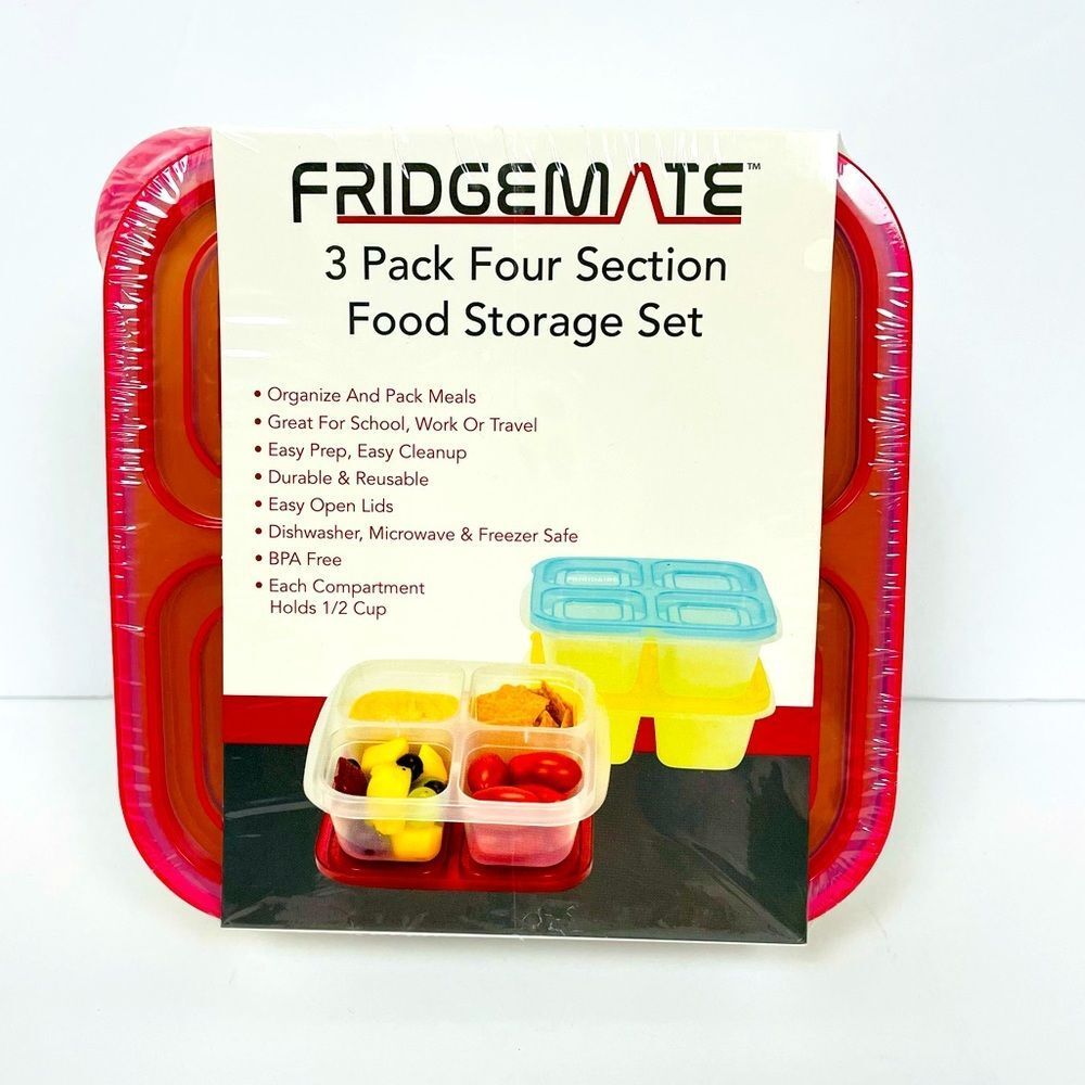 3 Pack 4 Section Food Storage Set Multicolor